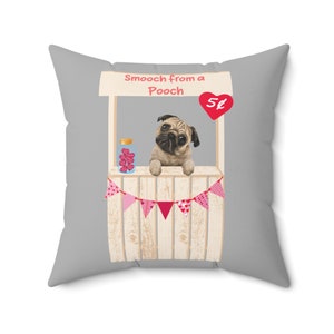 Cute Pug Dog Valentine&#39;s Day Pillow Spun Polyester Square Pillow