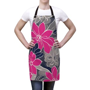 Navy Flowers Collection Floral Apron