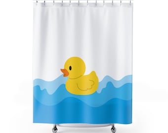 Rubber Duck Polyester Shower Curtain: Kids Bathroom Decor