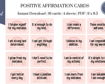 Positieve bevestigingskaarten: kalmerend SEL-hoekdecor (directe download)