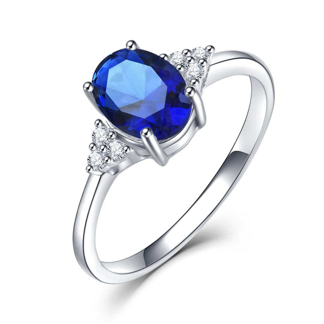Amerati Ring 925 Sterling Silver Ring Sapphire Stone Diamond Ring for ...