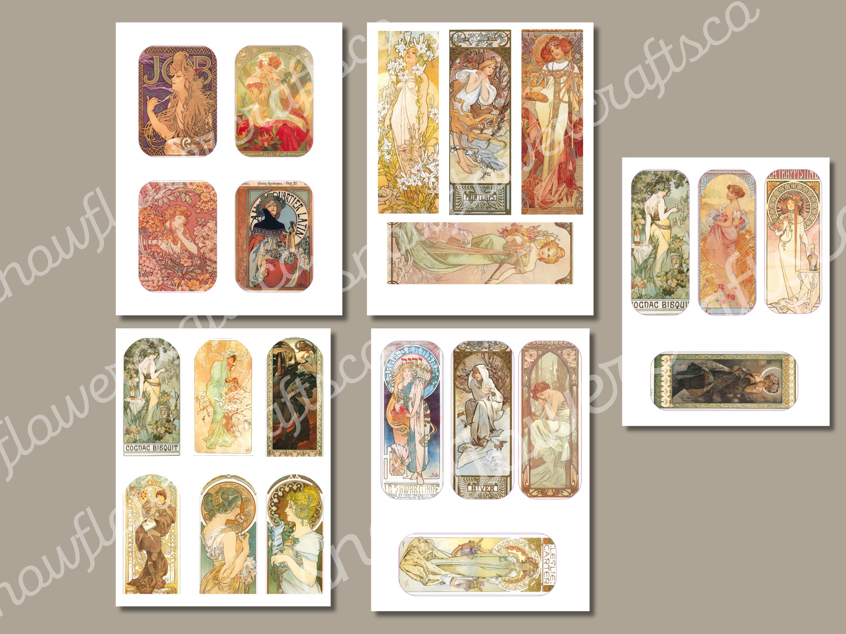 Digital Junk Journal Ephemera Printable Kit Vintage Art Nouveau