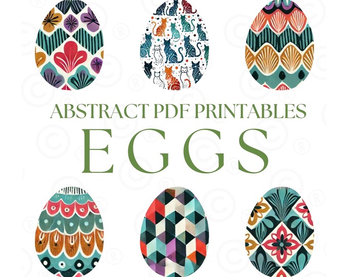 Eggs PDF, Easter Egg Printables, Abstract, Paper Crafts, Spring Ephemera, Scrapbook Cutouts, Easter crafts, Printable Junk Journal Ephemera