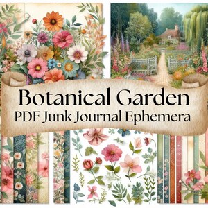 Botanical Journal Ephemera PDF, Botanical Flowers, Scrapbooks, Flower Crafts, Botanical Garden Junk Journal Ephemera, Digital Papers CMYK