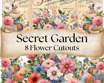 Vintage Secret Garden Cutouts: Summer Flower Printables (PDF Download)