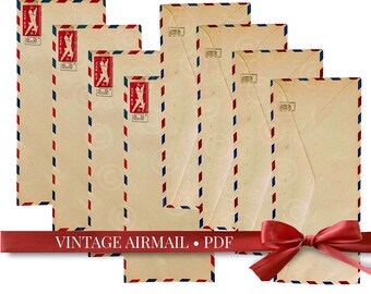 Airmail Envelopes, Vintage Junk Journal Inserts for Scrapbooking