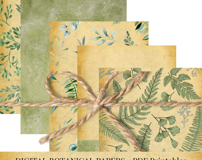 Botanicals PDF Printables, Vintage Junk Journal Papers, Scrapbook, Herbs, Greenery, Ferns, Naturalist, Flora, Flowers, Nature, Gardening