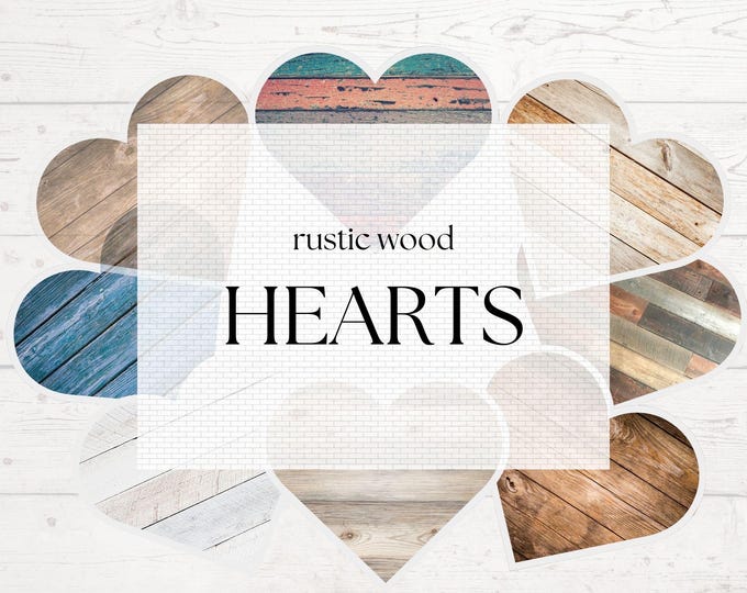 24 Rustic Wood Hearts Ephemera Kit JPG and PDF | Valentines Hearts Ephemera Scrapbook Clip Art | Rustic Wedding Hearts Junk Journal | Love