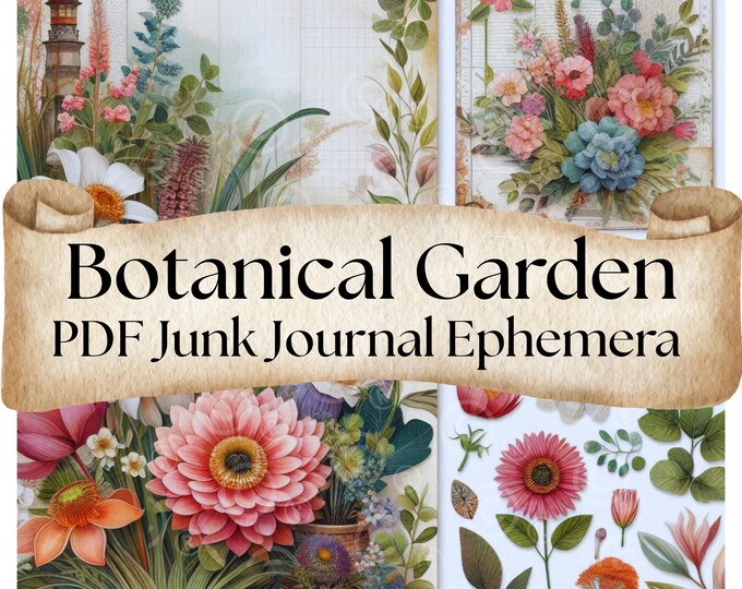 Victorian Botanical Printables, Vintage Floral Ephemera – Digital Herbarium Pages for Journals & Crafts, Cottagecore Crafts