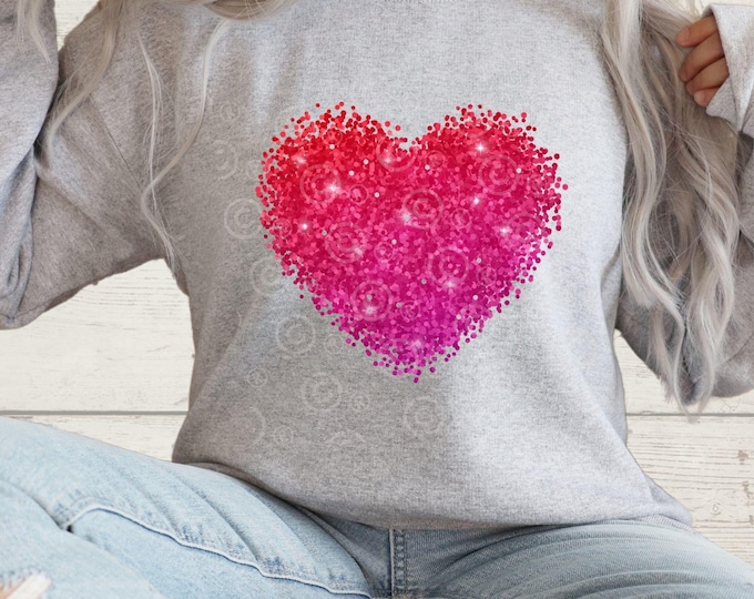 Pink Glitter Heart PNG | Sublimation Clipart for DIY Crafts, Shirts, Cards & Stickers | Sparkly Digital Download Design