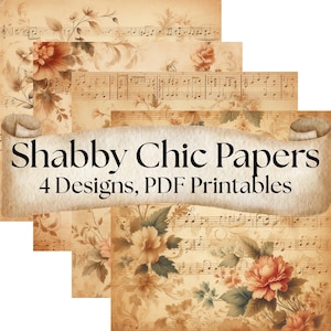 Achtergrondstructuur oud papier – Naadloos shabby-chic bloempatroon met vintage met thee gebeitst beige en vervaagde bladmuziek-overlay