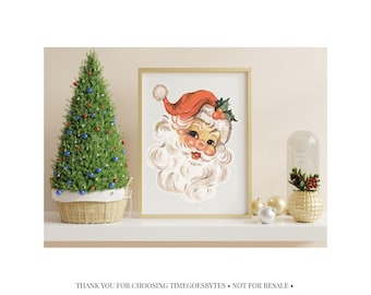 Papá Noel retro PNG, imágenes prediseñadas de Papá Noel vintage, imprimible navideño, fondo transparente