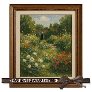 Stampe impressioniste di sentieri da giardino: arte paesaggistica floreale (download PDF)