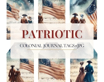 Patriotic Tags, Colonial America  Ephemera (Digital Download JPG)