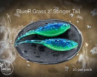 Soft Plastic: 2" Stinger Tail BlueR Grass Crappie Baits
