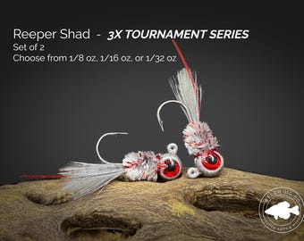 3X Tournament Series: Reeper Shad Crappie Jigs with Hackle Tail