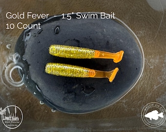 Soft Plastic: 1.5" Swim Bait Gold Fever Crappie Bait
