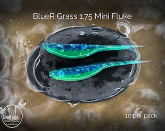 Soft Plastic: 1.75" Mini Fluke BlueR Green Crappie Baits