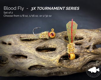 3X Tournament Series: Blood Fly Crappie Jigs with Silicone Tail
