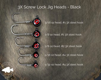 3X Screw Lock Jig Heads - Black