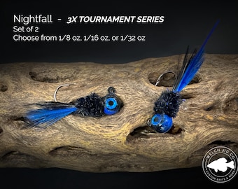 3X Tournament Series: Nightfall Crappie Jigs with Hackle Tail