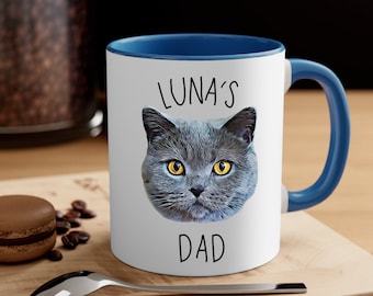 Custom Cat Mug, Cat Dad Gift, Personalized Cat Lovers Mug, Custom Pet Mug, 11 oz