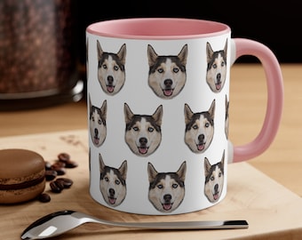 Custom Dog Face Mug, Personalized Dog Face Pattern Mug, Pet Loss Gift 11 oz