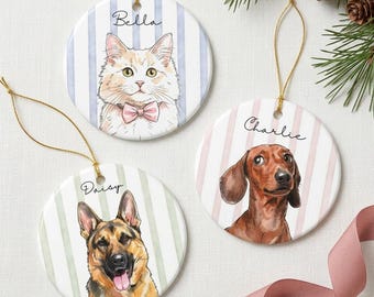 Personalized Pet Memorial Ornament from Photo, Striped Dog & Cat, Personalized Pet Remembrance Gift Loss