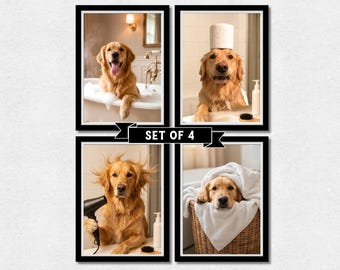 Custom Pet Bathroom Funny Portrait Set of 4 (Digital Files)