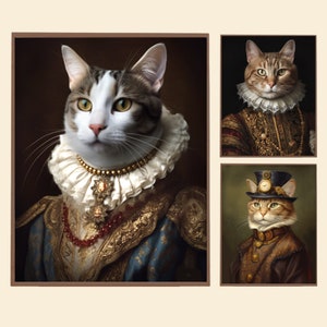 Custom Royal Pet Portrait, Pet Renaissance Portrait Custom, Personalized Cat Portrait, Royal Pet Memorial Gift