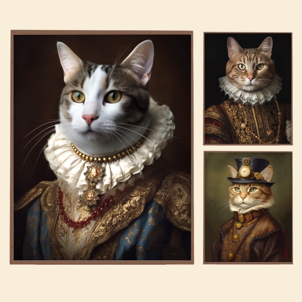 Portrait royal d’animal de compagnie personnalisé, portrait de renaissance d’animal de compagnie personnalisé, portrait de chat personnalisé, cadeau commémoratif royal d’animal de compagnie