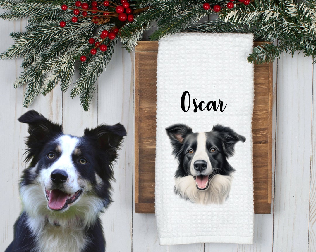 Custom Pet Tea Towel Using Pet Photo, Pet Name Personalized Dog and Cat