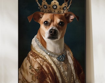 Custom Royal Pet Portrait, Renaissance Dog King or Queen Canvas