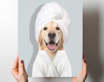 Custom Pet Portrait Dog Bathrobe, Funny Animal Canvas