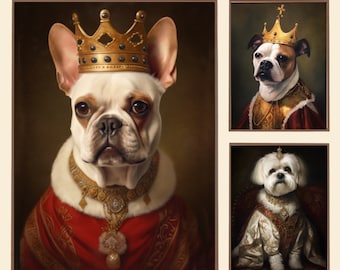 Retrato personalizado de mascota real, estilo renacentista (impresión digital)