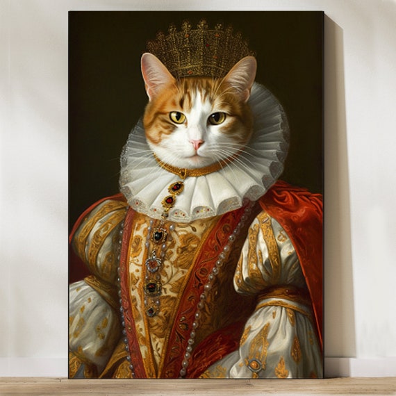 Custom Renaissance Pet Portrait, Royal Cat Portrait from Photo