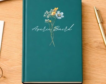Personalized Floral Journal, Custom Name Notebook, Wildflower Diary, Hardcover Writing Journal