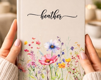 Personalized Wildflower Journal, Custom Floral Notebook, Nature Diary