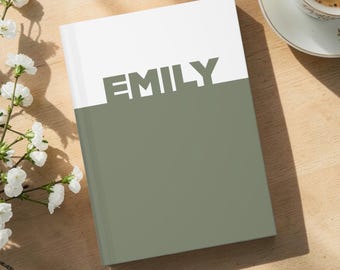 Personalized Name Journal, Custom Notebook, Minimalist Writing Diary, Stationery Gift