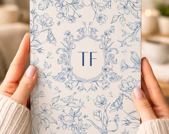 Personalized Monogram Journal: Blue Floral Toile Writing Notebook for Her