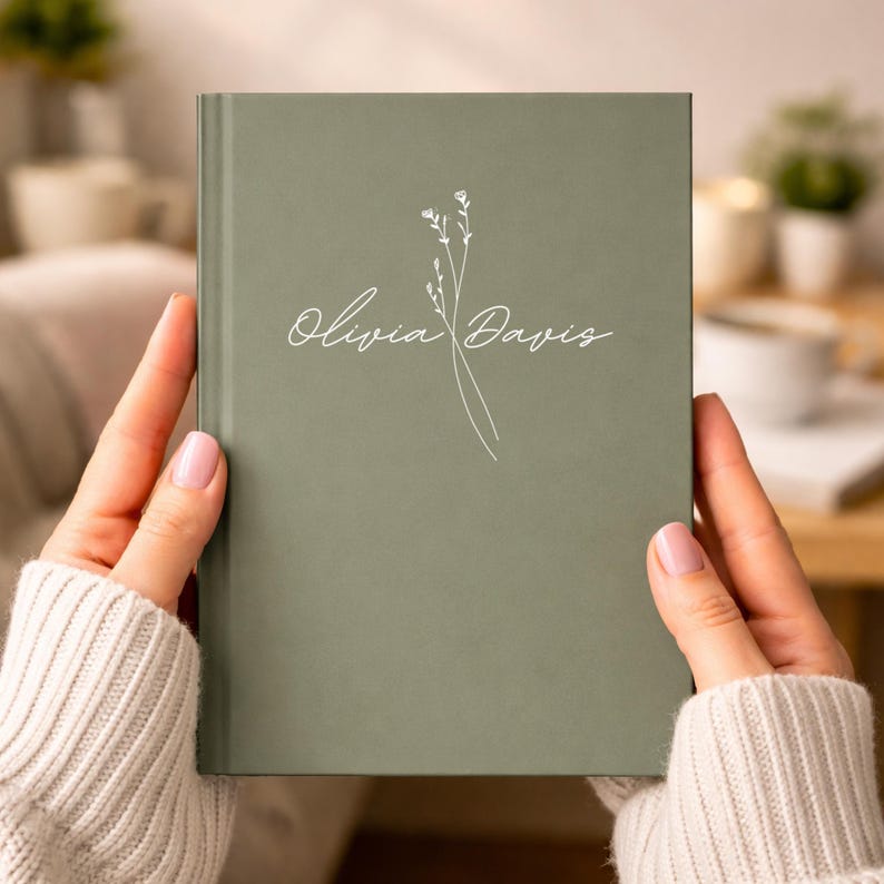 Journal personnalisé à couverture rigide avec nom, carnet de notes floral personnalisé, cadeau monogramme pour elle, agenda personnalisé, cadeau de rentrée image 1
