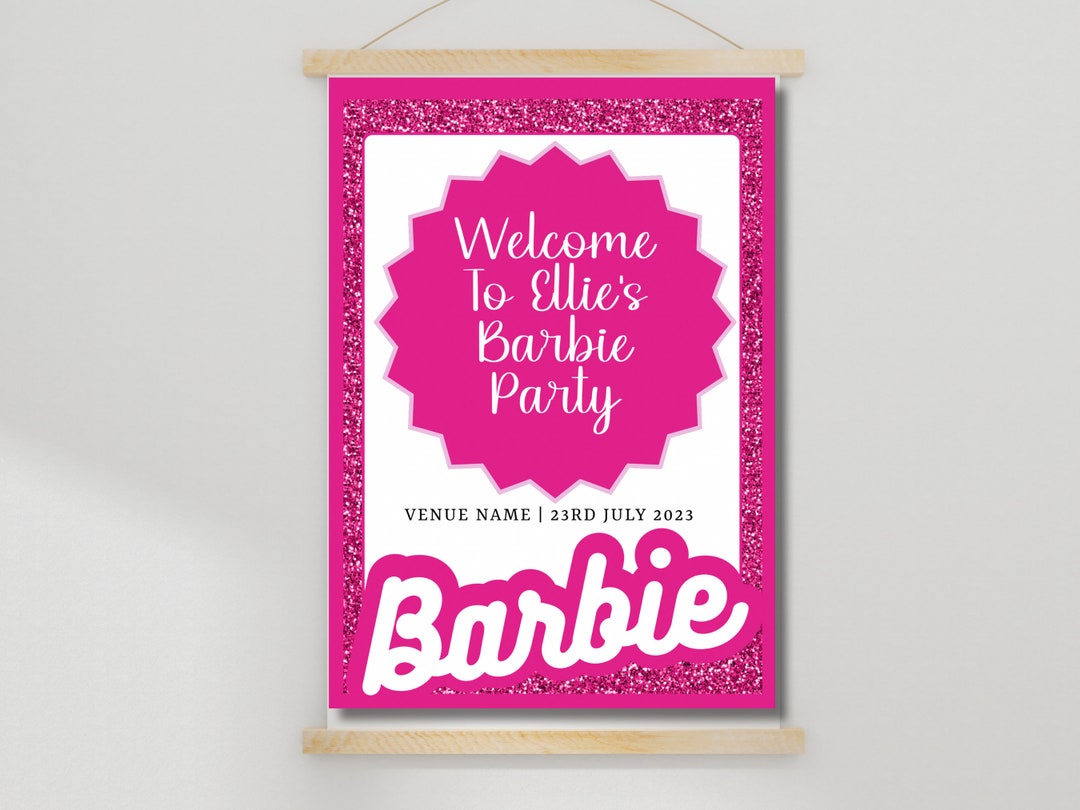 Editable Barbie Party Sign Barbie Birthday Party Pink - Etsy