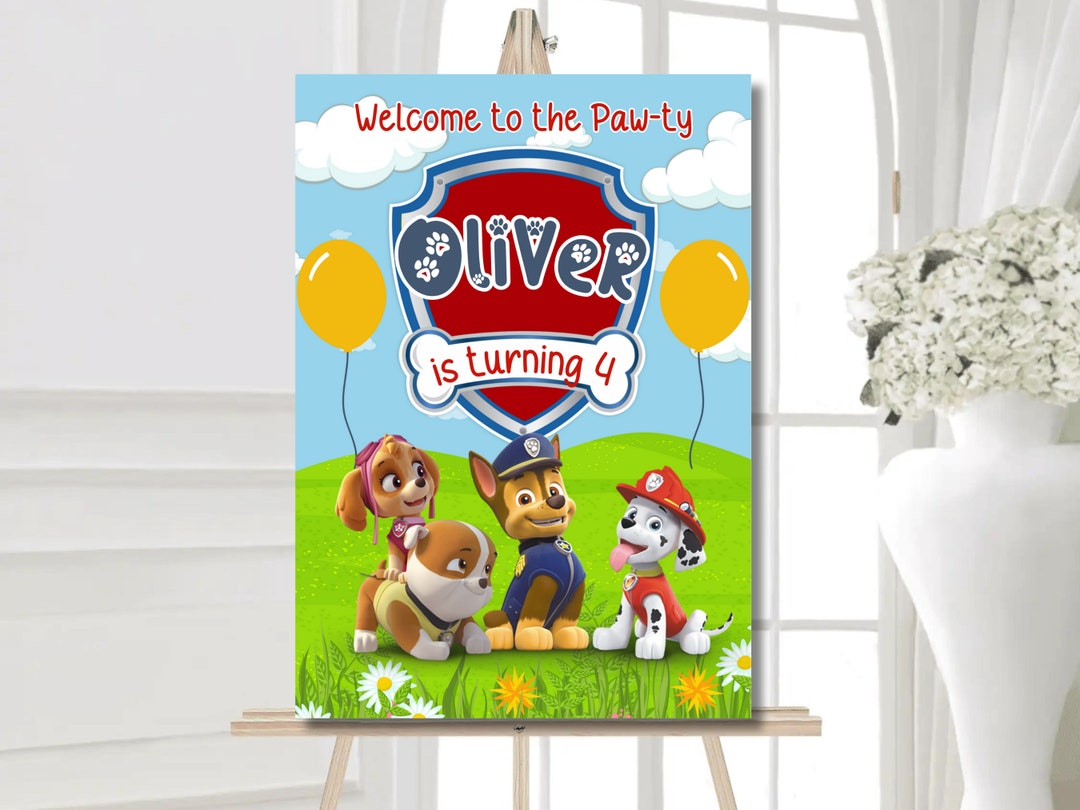 Editable Paw Patrol Welcome Sign Kids Digital Birthday - Etsy