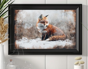 Raposa na Neve - Impressão Giclée, Arte da Vida Selvagem no Inverno