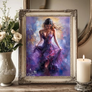 Elegance in Motion, Fine Art Giclée Print, Vintage Painting, Artwork, Wall Art, Oil Watercolor Fine Art Print, Giclee Print