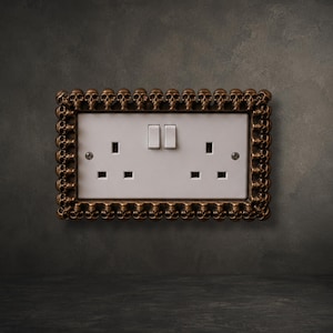 Skull Double Socket Surround Resin – Gothic Home Décor (Hand Painted)