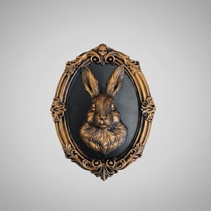 Rabbit in Gothic Frame | Vintage Baroque Wall Art | Resin Printed & Hand Painted