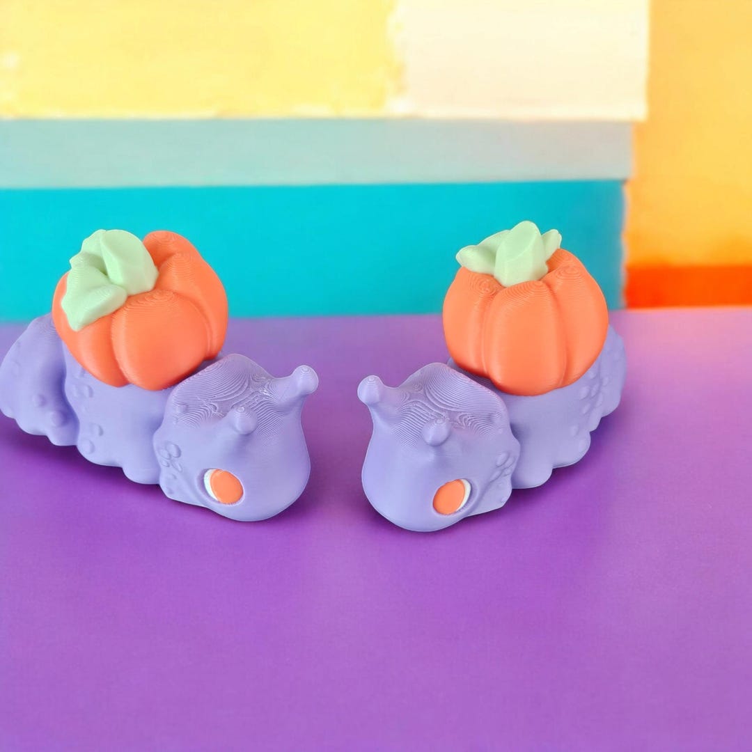 Cute Pumpkin Snail Fidget Toy Adorable 3D Printed Flexi Mini Creature 4 ...