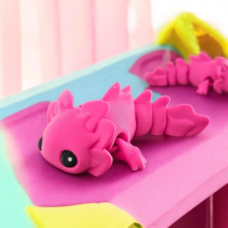 Mini Cute Axolotl Articulated 3D Printed Aquatic Figure in Pastel