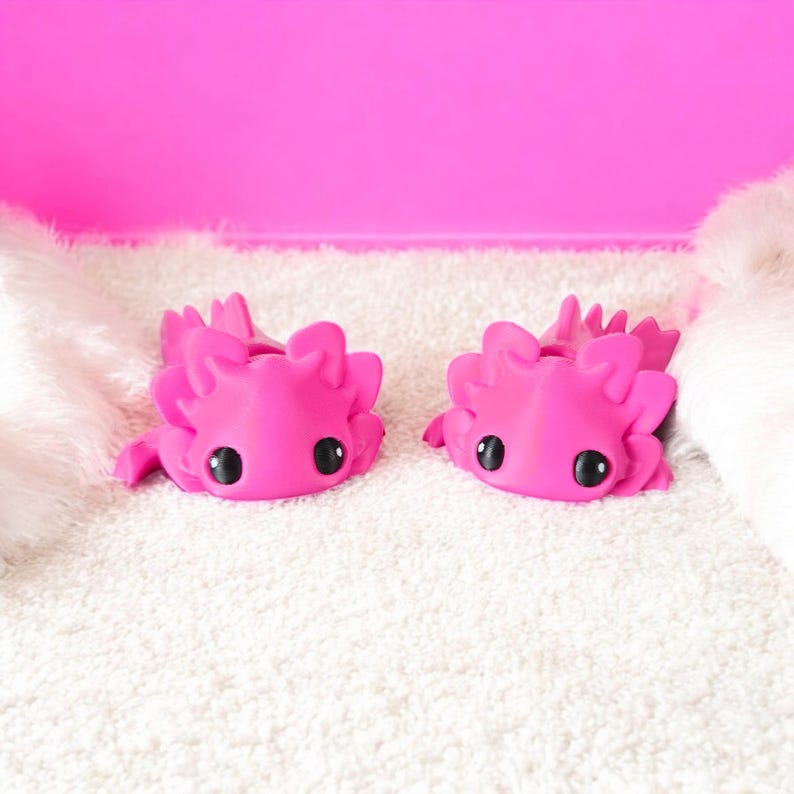 Mini Cute Axolotl Articulated 3D Printed Aquatic Figure in Pastel